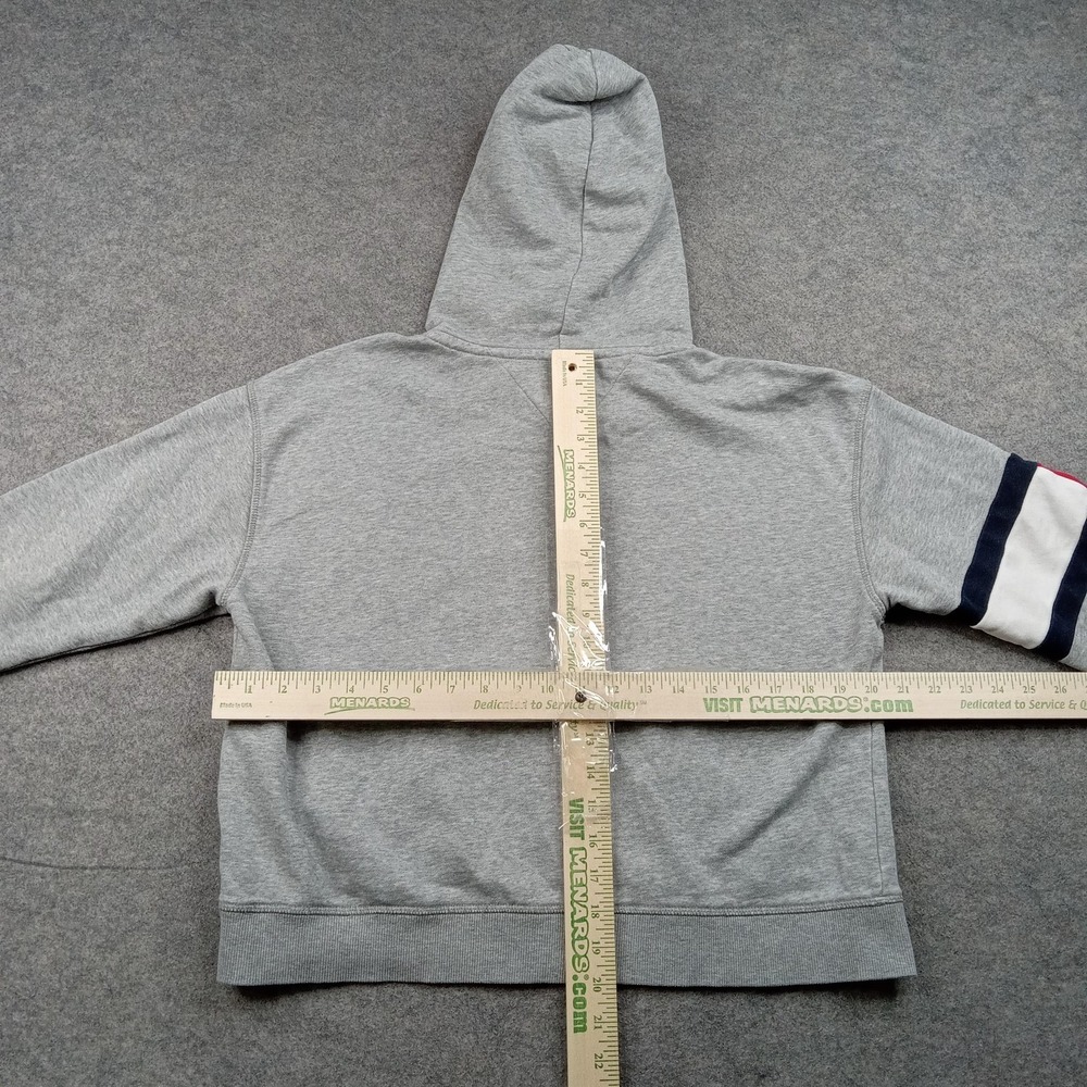 Tommy Jeans Hoodie Mens Large Gray Full Zip Fleece Sweatshirt Logo Stripe Sleeve - Picture 5 of 9